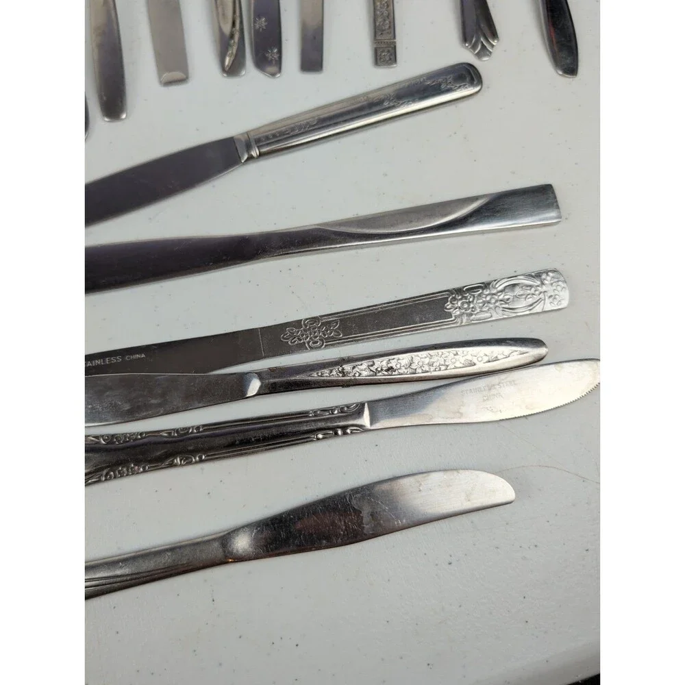 VTG Flatware Mixed Lot Silverware Stainless Lot Of 52 Oneida Japan Korea ECT